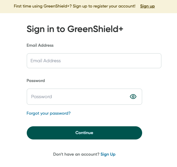 The Sign in page
